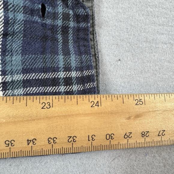 Woolrich Mens L Blue Tartan Plaid Flannel Shirt 100% Cotton Outdoor Workwear - Picture 9 of 12